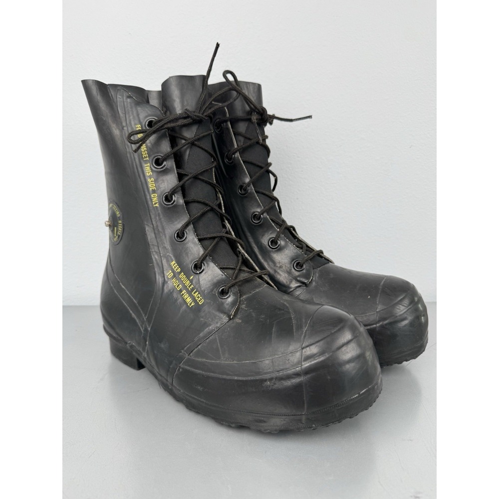 Vintage 80s Bata Military Jump Boots Mens 10 Black Mickey Mouse Paratrooper Cold